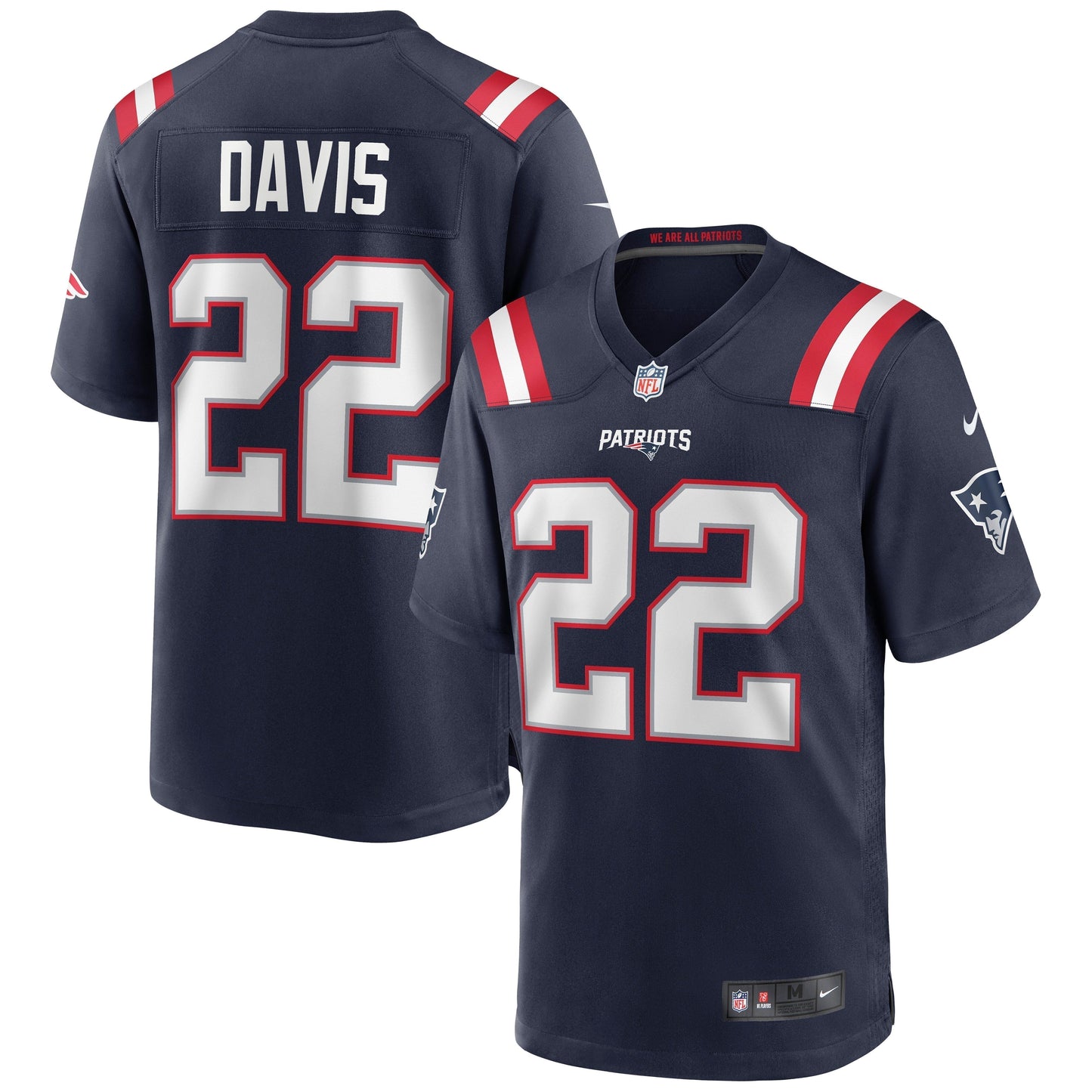 Cody Davis New England Patriots Game Jersey - Navy football jersey product view 1