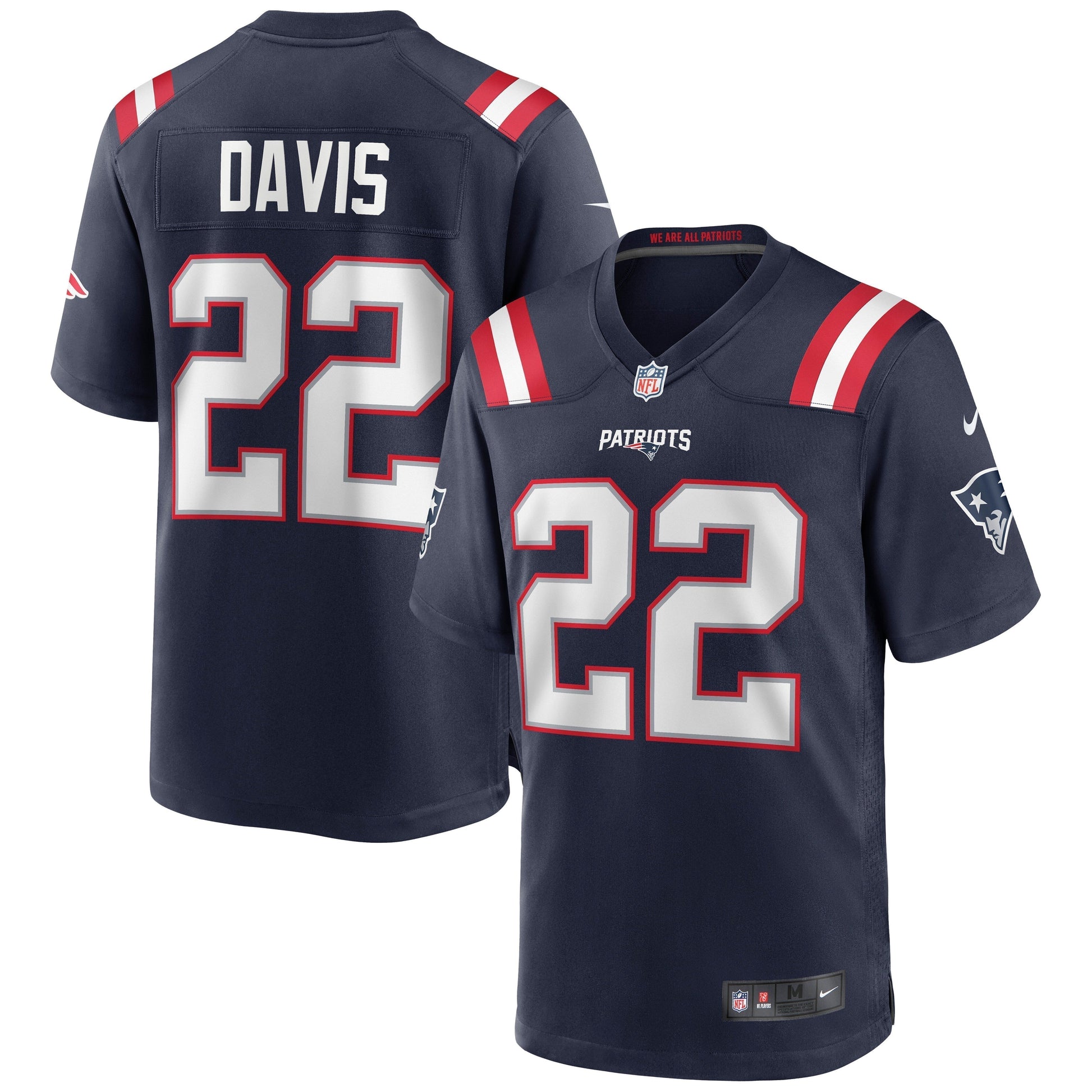 Cody Davis New England Patriots Game Jersey - Navy football jersey product view 1