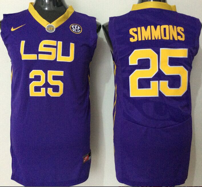 Men's LSU Tigers Ben Simmons Purple Player Game Jersey sports jersey product view 1