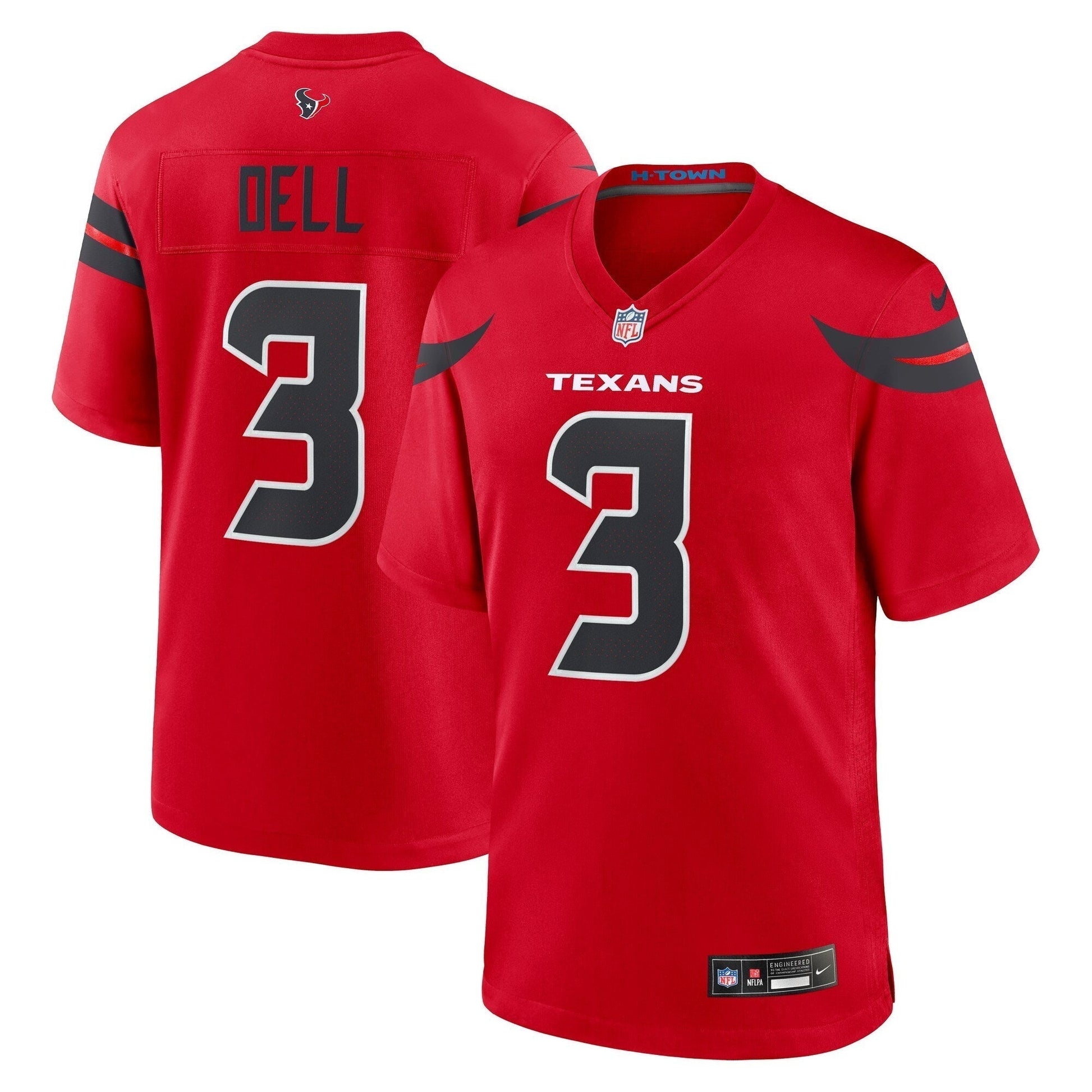 Tank Dell Houston Texans Alternate Game Jersey - Red football jersey product view 1