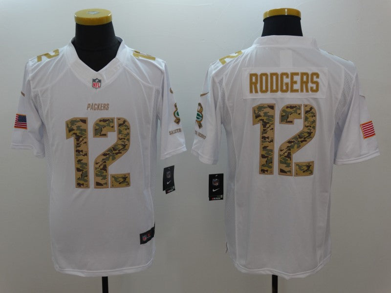 Men's Green Bay Packers Aaron Rodgers #12 White Authentic Game Jersey1 football jersey product view 1