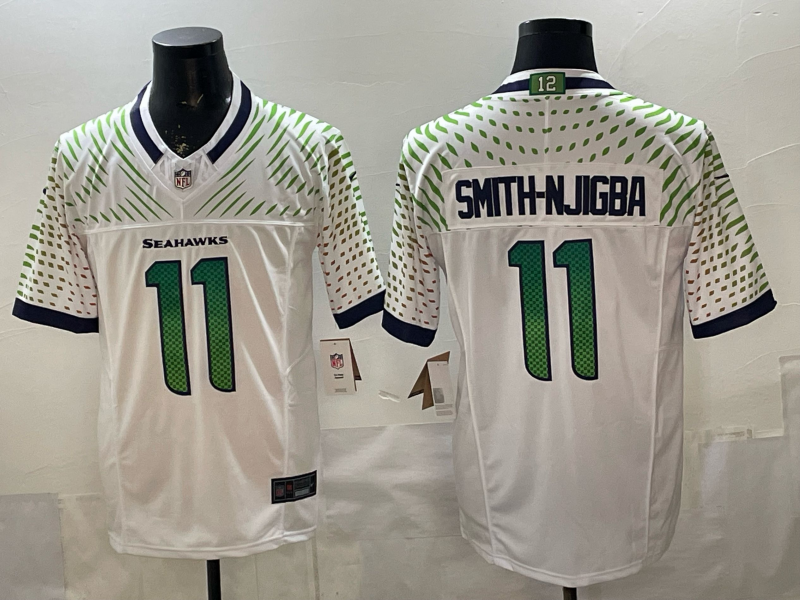 Men's Seattle Seahawks Jaxon Smith-Njigba #11 White 2025 Rivalries Collection Game Jersey football jersey product view 1