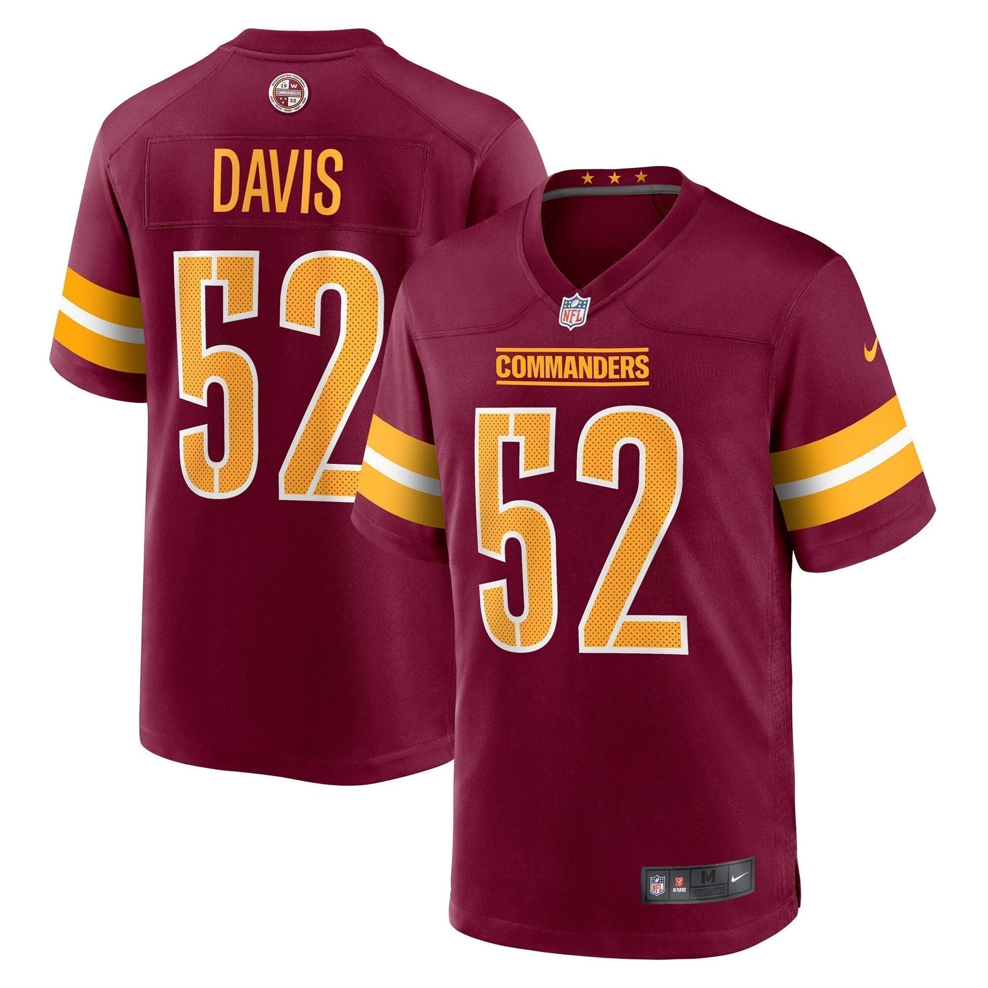 Jamin Davis Washington Commanders Game Jersey - Burgundy football jersey product view 1