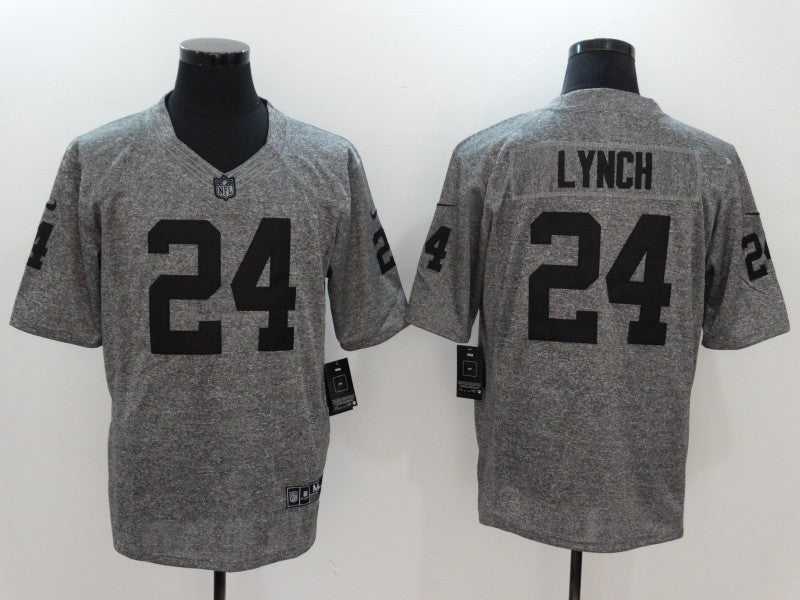 Men's Las Vegas Raiders Marshawn Lynch #24 Gray Game Jersey1 football jersey product view 1