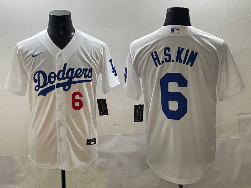 Men's Los Angeles Dodgers Hyeseong Kim #6 White Home Limited Player Jersey baseball jersey product view 1