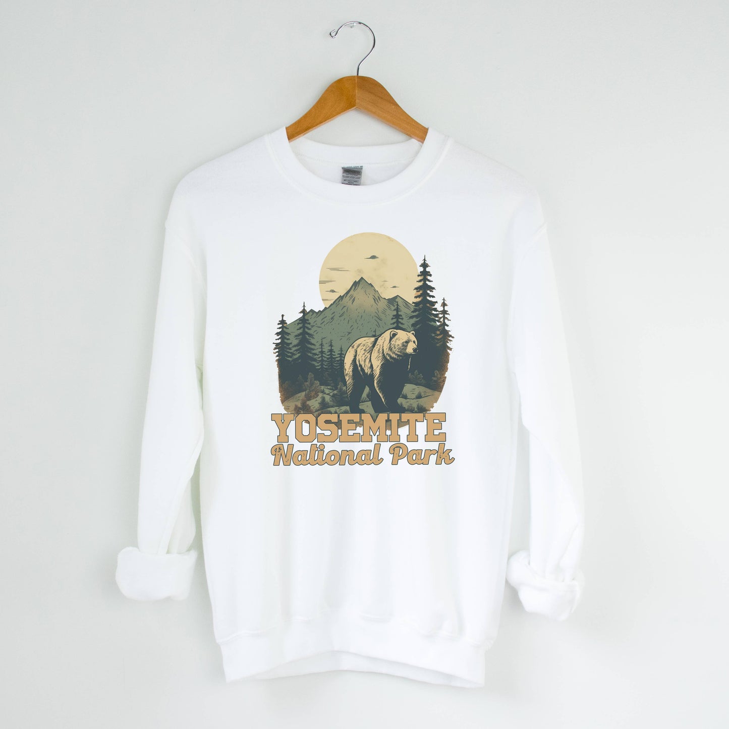 Yosemite White Crewneck | National Park | Sizes S-2XL Unisex T-shirt, Sweatshirt, Hoodie, Long Sleeve Tee - T-Shirt, Sweatshirt, Hoodie