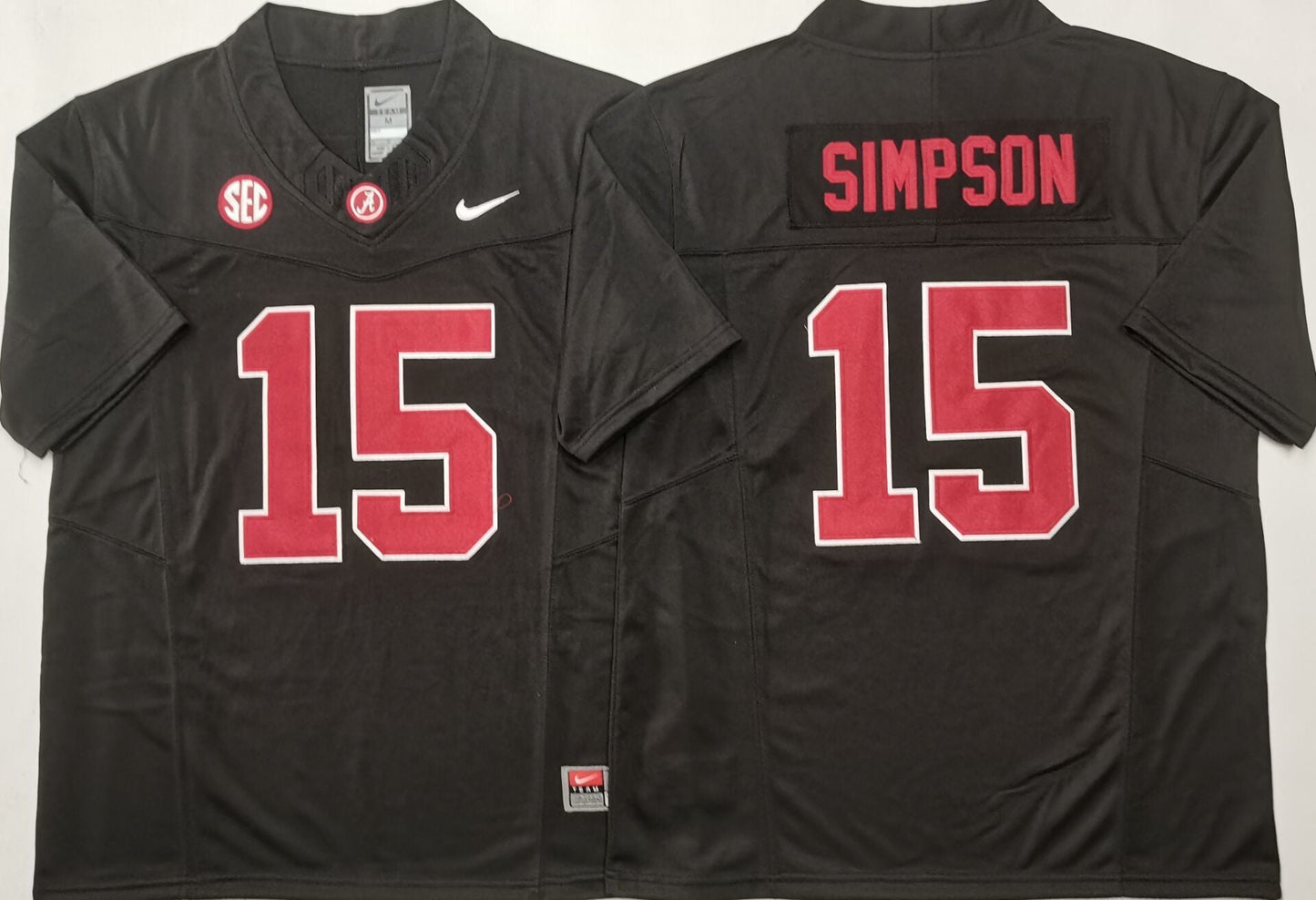 Men's Alabama Crimson Ty Simpson #15 Black Player Jersey sports jersey product view 1