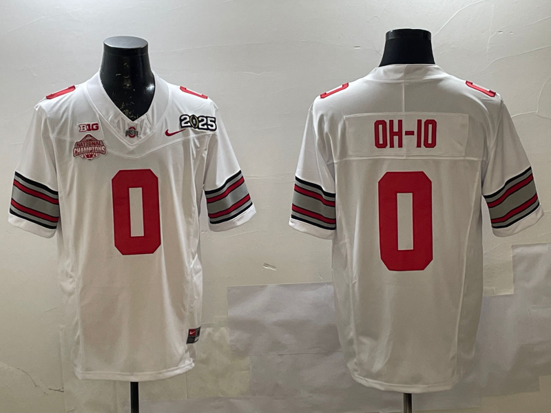 Men's Ohio State Buckeyes White 2025 CFP Final National Champions Patch F.U.S.E. Jersey sports jersey product view 1