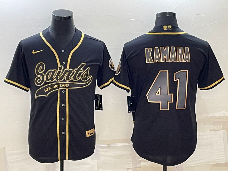 Men's New Orleans Saints Alvin Kamara Black Game Player Jersey Joint Edition football jersey product view 1