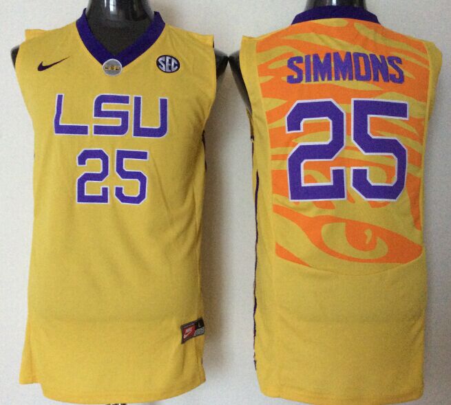 Men's LSU Tigers Ben Simmons #25 Gold Player Game Jersey sports jersey product view 1