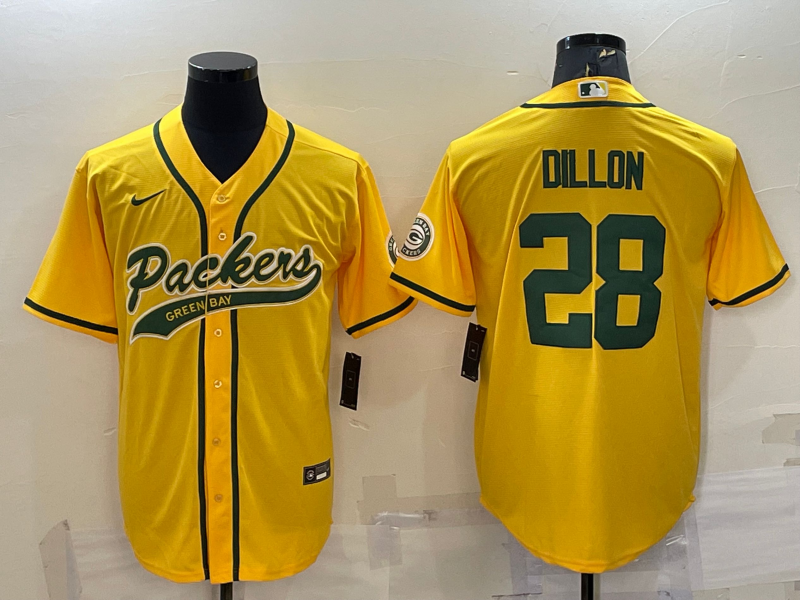 Men's Green Bay Packers AJ Dillon Gold Inverted Team Game Jersey Joint Edition football jersey product view 1