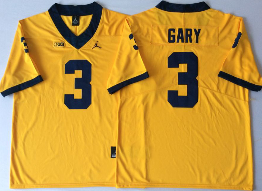 Men's Michigan Wolverines Rashan Gary Yellow Alumni Player Game Jersey sports jersey product view 1