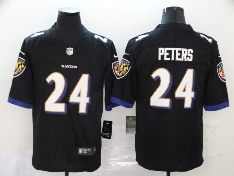 Men's Baltimore Ravens Marcus Peters #24 Black Game Jersey1 football jersey product view 1