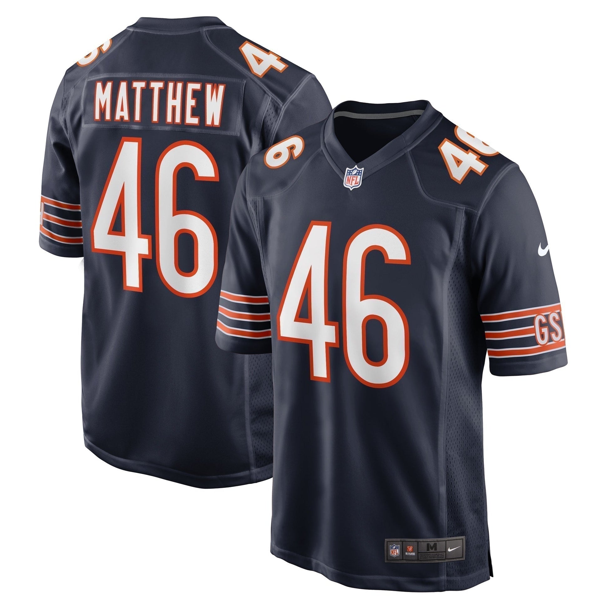 Christian Matthew Chicago Bears Game Jersey - Navy football jersey product view 1