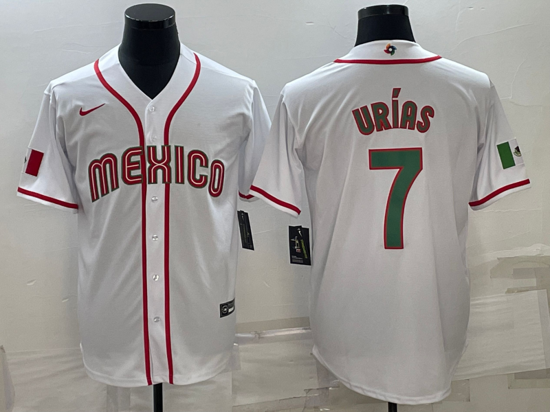 Men's 2023 World Baseball Classic #7 Julio Urias Mexico White Jersey1 baseball jersey product view 1