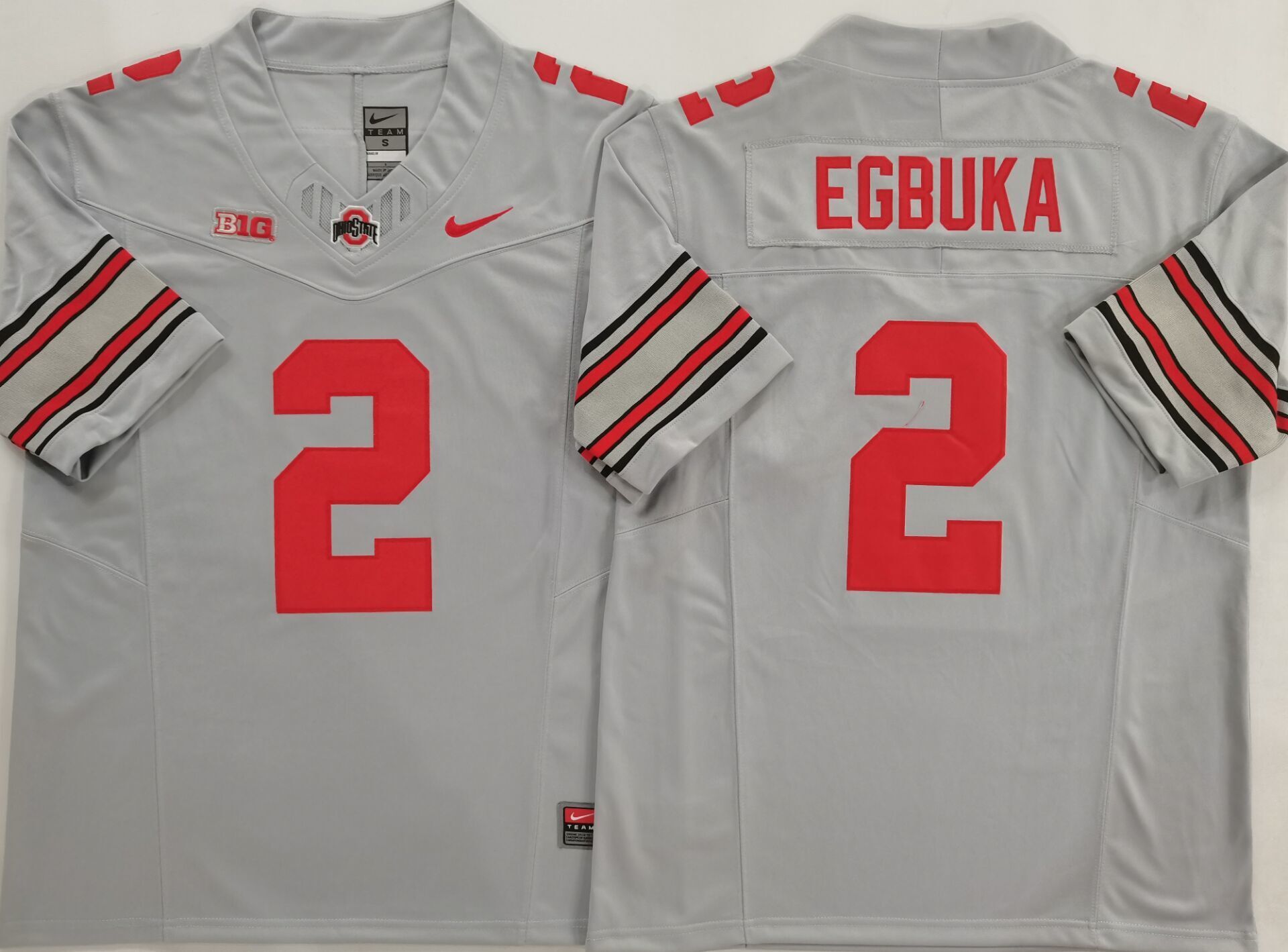 Men's Ohio State Buckeyes Emeka Egbuka #2 Gray Player Jersey sports jersey product view 1