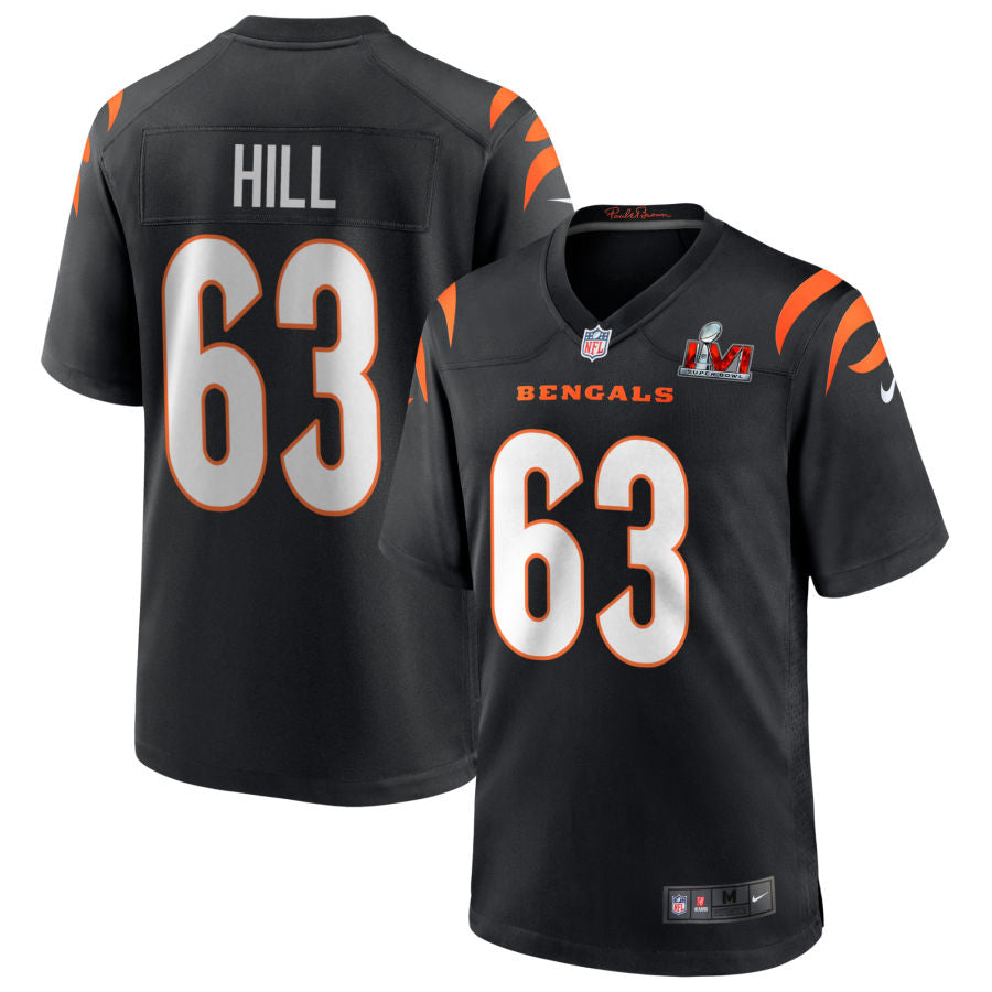 Trey Hill Cincinnati Bengals Super Bowl LVI Game Jersey - Black football jersey product view 1