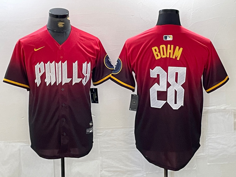 Men's Philadelphia Phillies Alec Bohm Red 2024 City Connect Limited Player Jersey baseball jersey product view 1