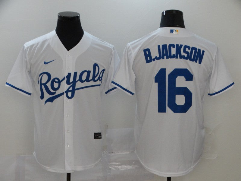 Men's Kansas City Royals Bo Jackson White Replica Baseball Jersey baseball jersey product view 1