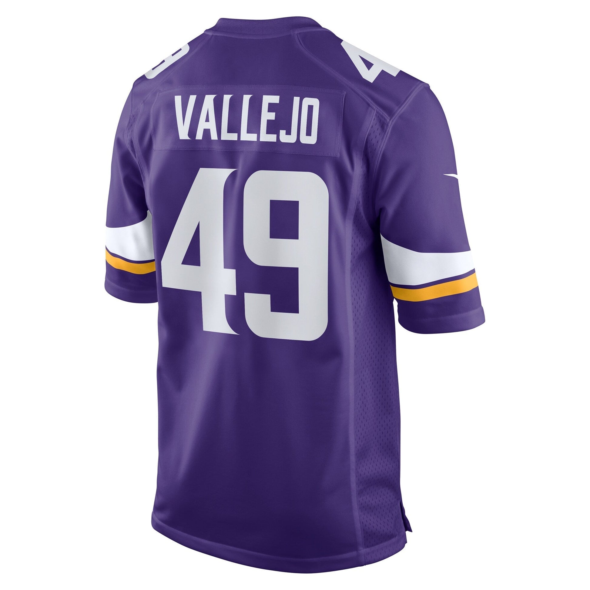 Tanner Vallejo Minnesota Vikings Team Game Jersey - Purple football jersey product view 3