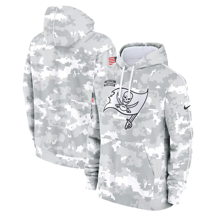 Men's Tampa Bay Buccaneers Arctic Camo 2024 Salute to Service Club Fleece Pullover Hoodie1 football jersey product view 1