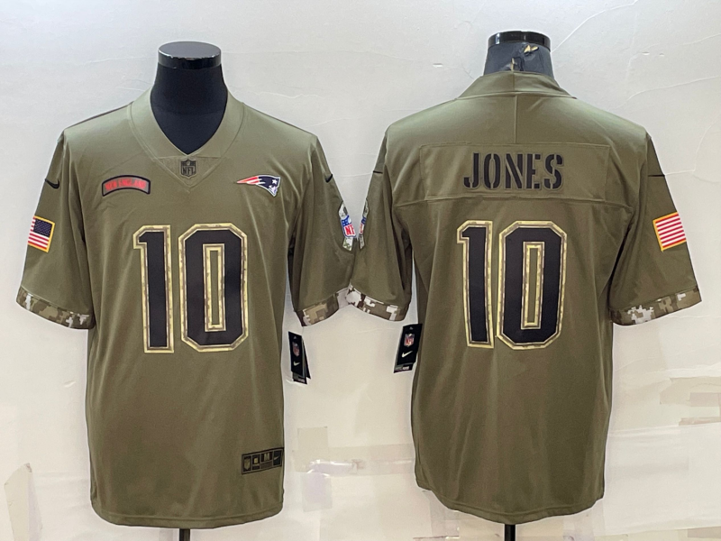 Men's New England Patriots Mac Jones Olive 2022 Salute To Service Limited Jersey football jersey product view 1