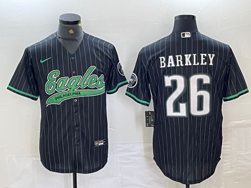 Men's Philadelphia Eagles Saquon Barkley #26 Black Team Game Jersey1 Joint Edition football jersey product view 1