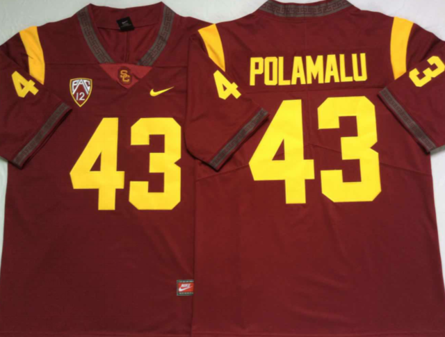 Men's USC Trojans Troy Polamalu #43 Cardinal Alumni Player Game Jersey sports jersey product view 1