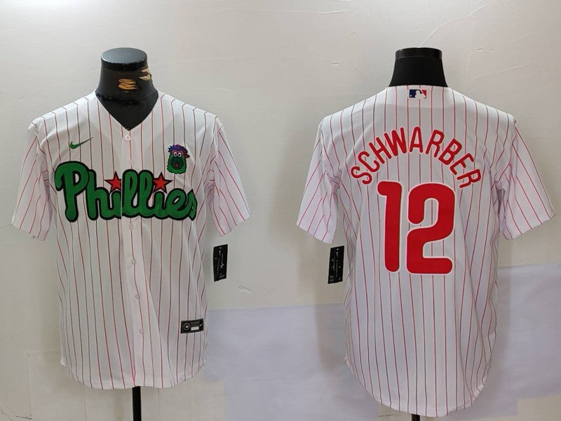Men's Philadelphia Phillies Kyle Schwarber #12 White Limited Player Jersey1 baseball jersey product view 1