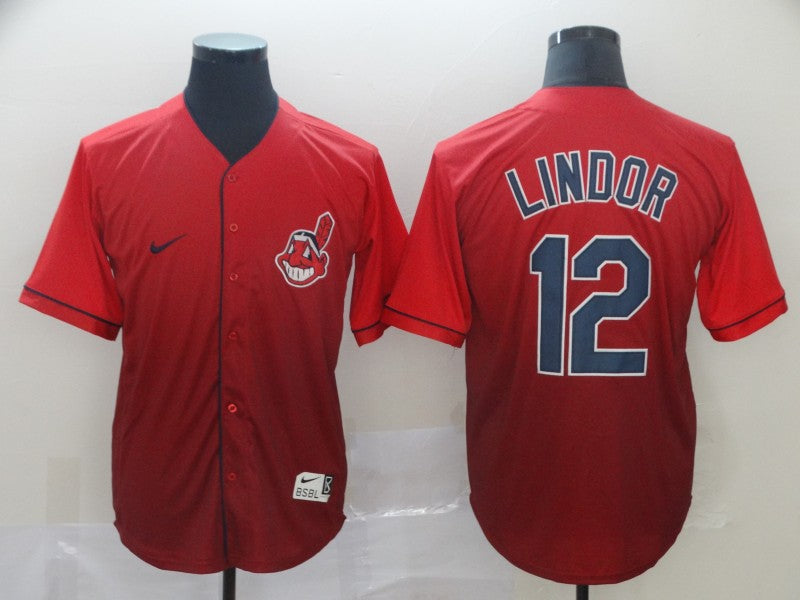 Men's Cleveland Guardians Francisco Lindor Red Gradient Replica Jersey baseball jersey product view 1