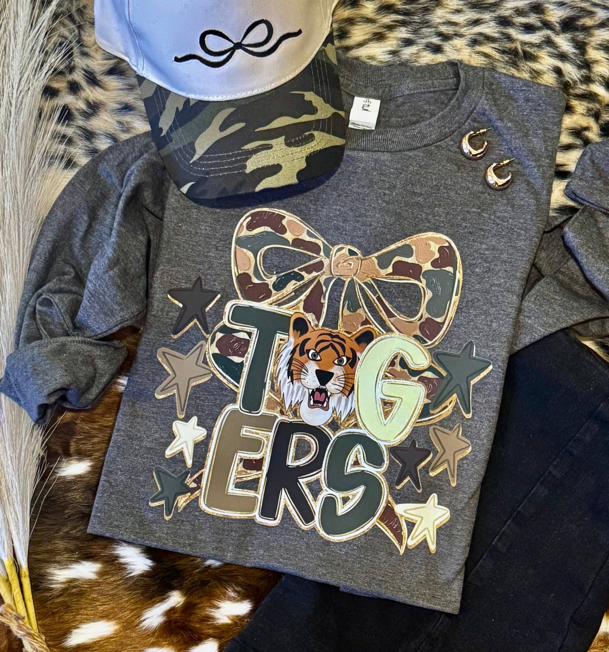 Tigers Camo Bow Tee / Long Sleeve Unisex T-shirt, Sweatshirt, Hoodie, Long Sleeve Tee - T-Shirt, Sweatshirt, Hoodie