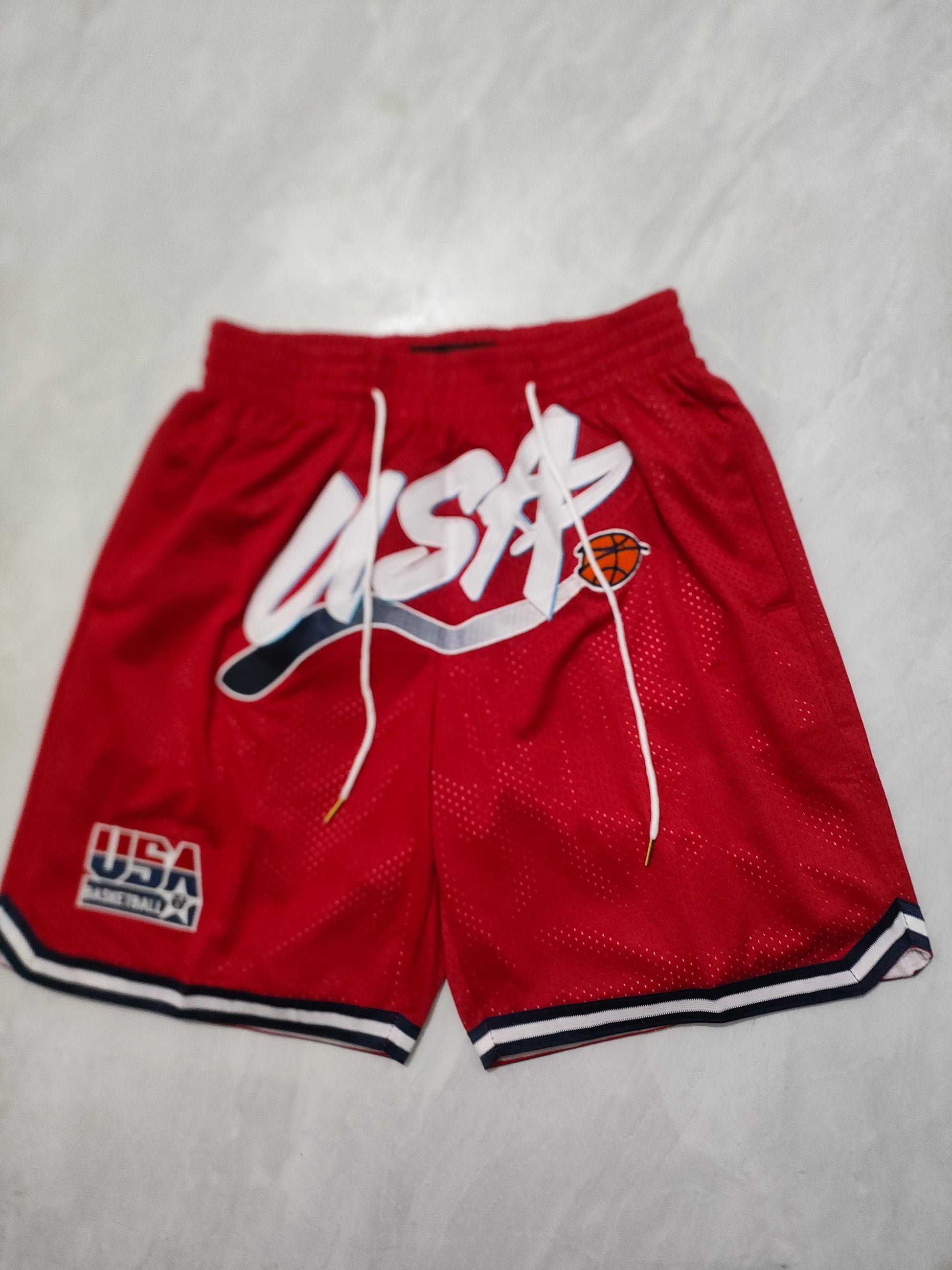 JUST DON USA TEAM Olympic Red Pocket Shorts sports jersey product view 1
