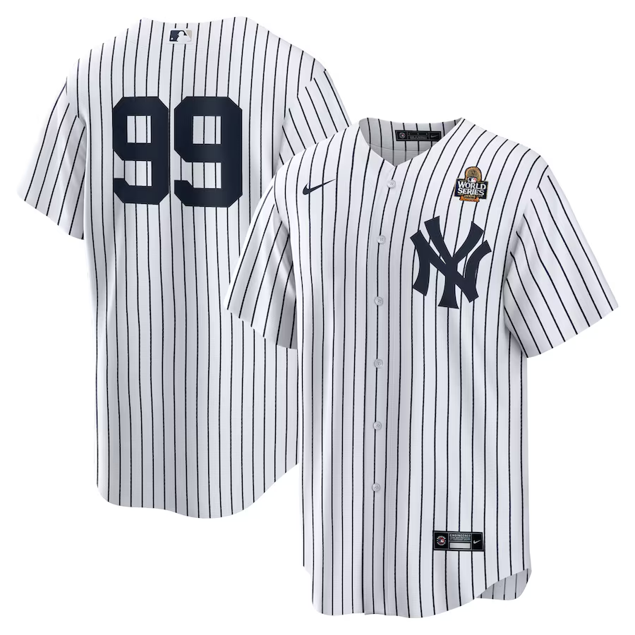 Men's New York Yankees Aaron Judge #99 White 2024 World Series Home Replica Player Jersey baseball jersey product view 1