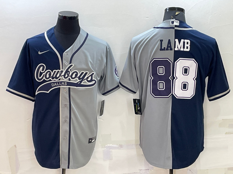 Men's Dallas Cowboys CeeDee Lamb Navy/Gray Game Jersey Joint Edition football jersey product view 1