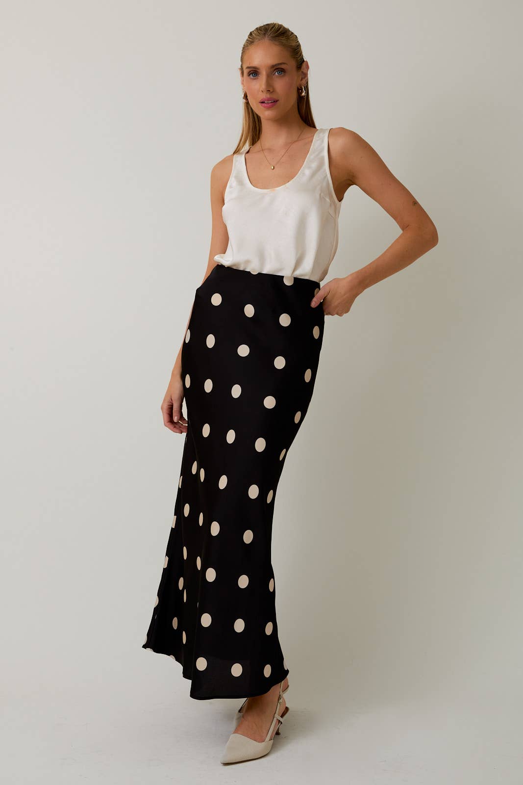 Satin Midi Skirt in Polka Dot Unisex T-shirt, Sweatshirt, Hoodie, Long Sleeve Tee - T-Shirt, Sweatshirt, Hoodie