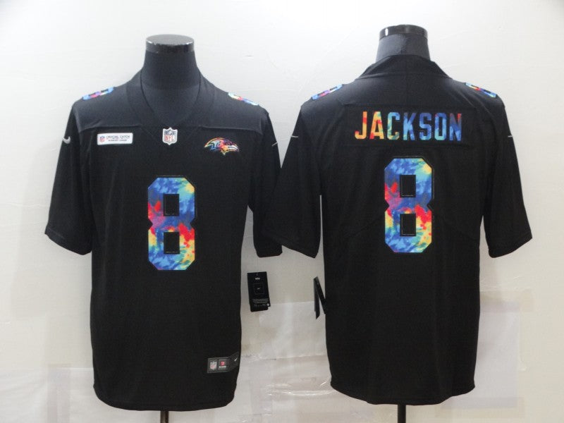 Men's Baltimore Ravens Lamar Jackson #8 Black Player Game Jersey1 football jersey product view 1