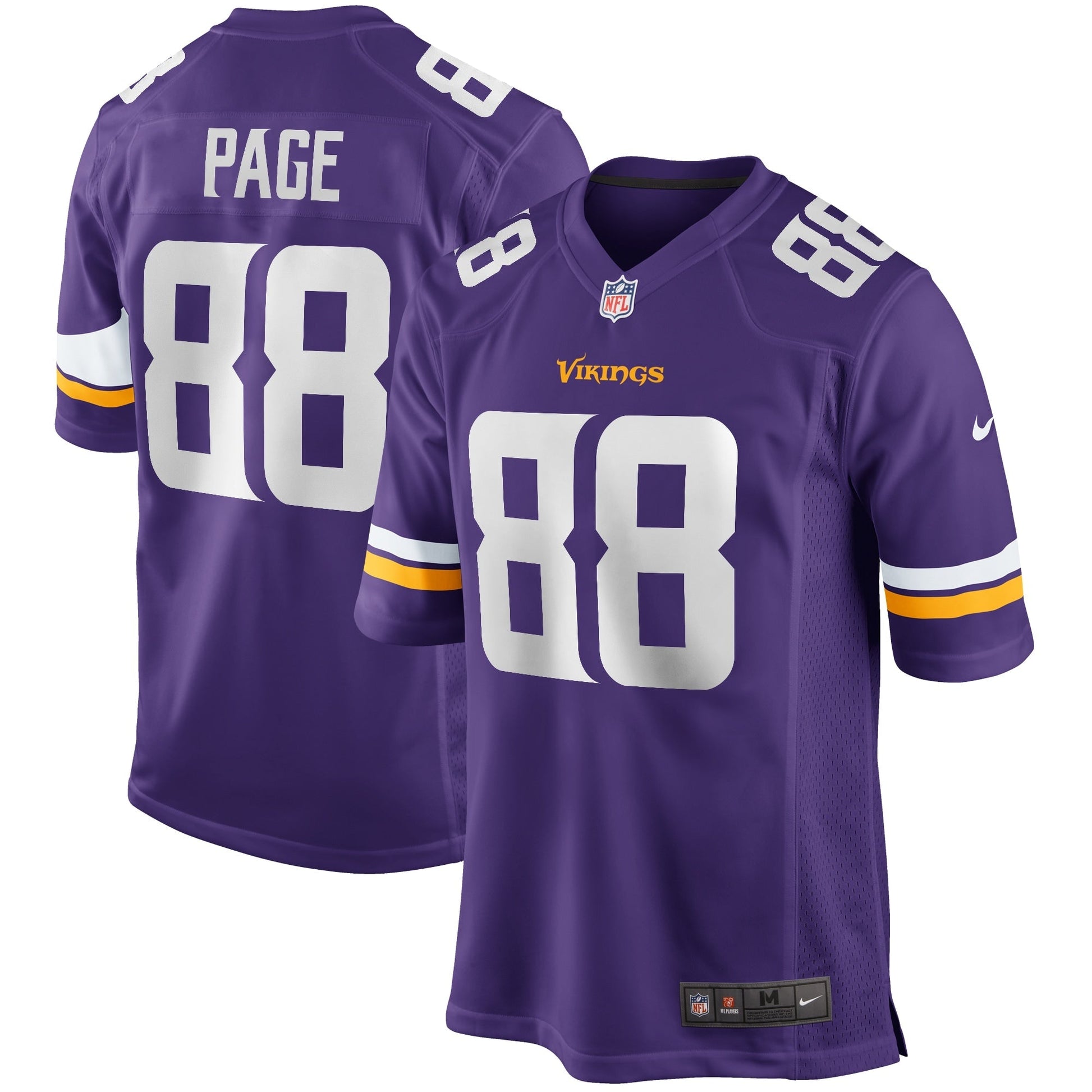 Alan Page Minnesota Vikings Game Retired Jersey - Purple football jersey product view 1
