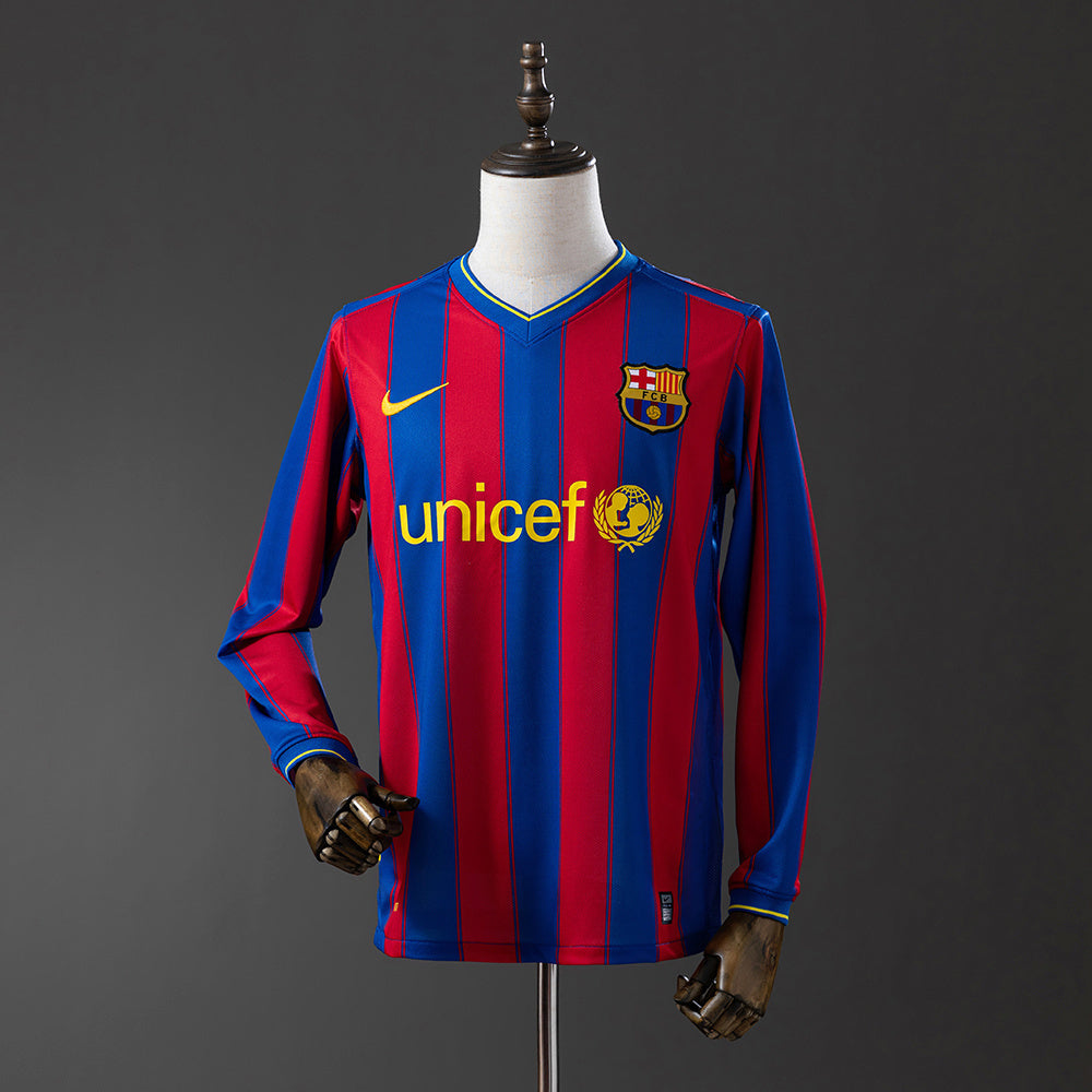 Barcelona 09/10 Home Long Sleeve Retro Jersey sports jersey product view 1