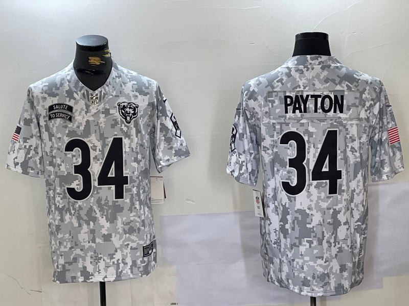 Men's Chicago Bears Walter Payton #34 Arctic Camo 2024 Salute to Service Retired Player Limited Jersey1 football jersey product view 1