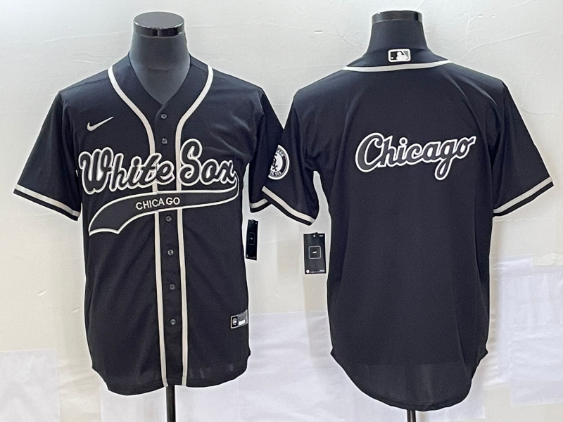 Men's Chicago White Sox Black Replica Game Jersey1 Joint Edition baseball jersey product view 1