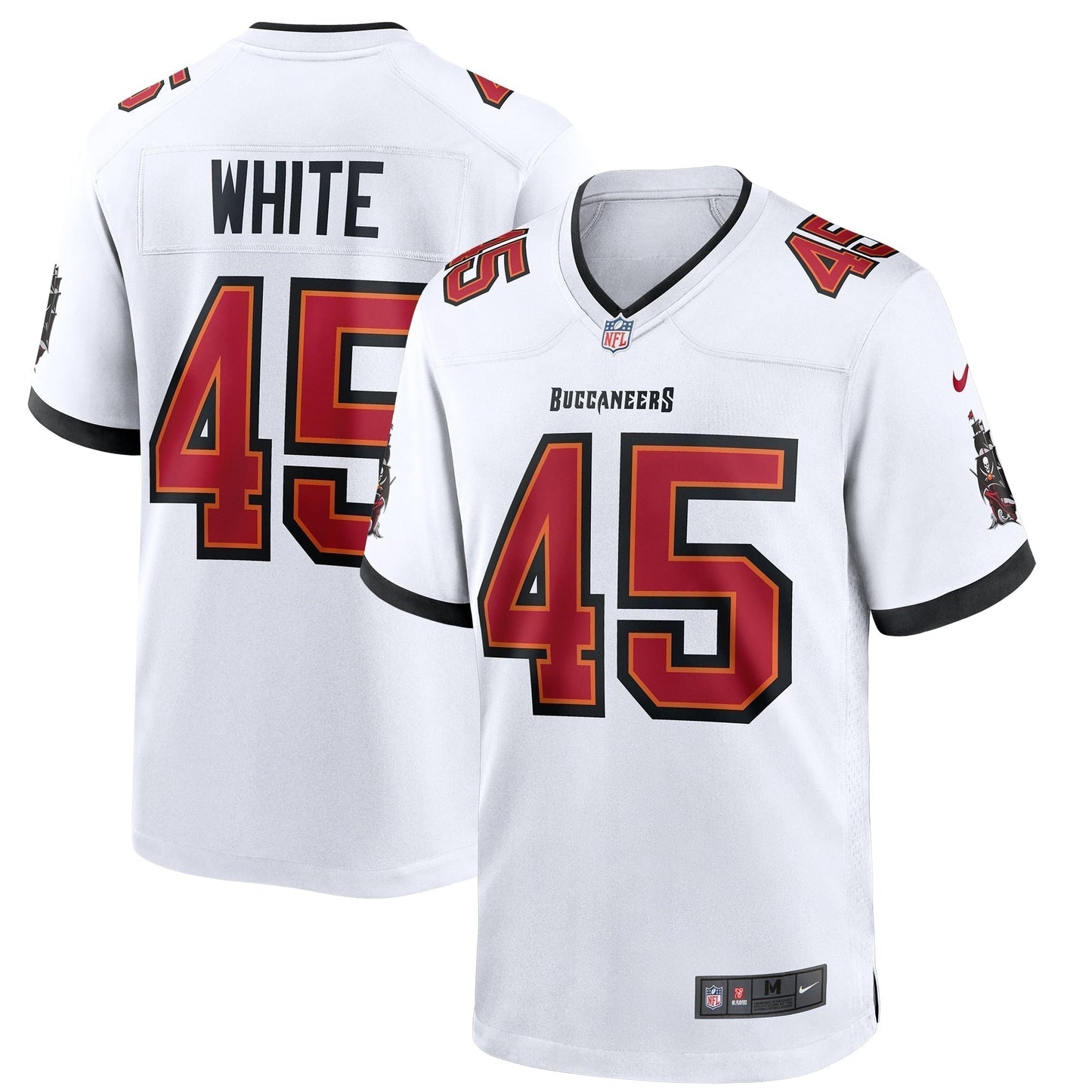 Devin White Tampa Bay Buccaneers Game Jersey - White football jersey product view 1