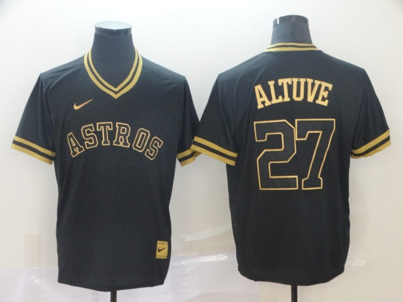 Men's Houston Astros Jose Altuve Black Replica Player Jersey baseball jersey product view 1