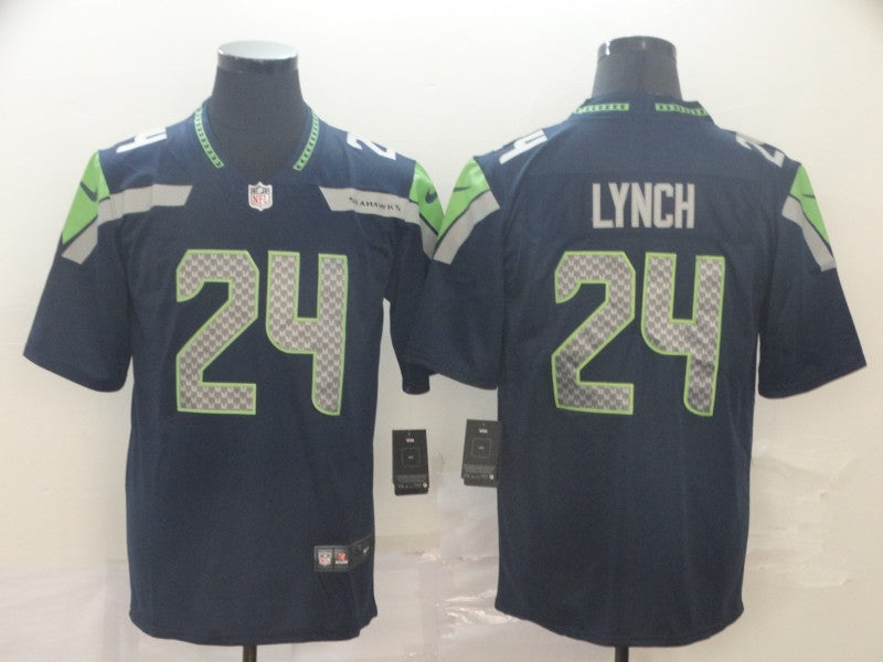 Men's Seattle Seahawks Marshawn Lynch Navy Game Player Jersey football jersey product view 1