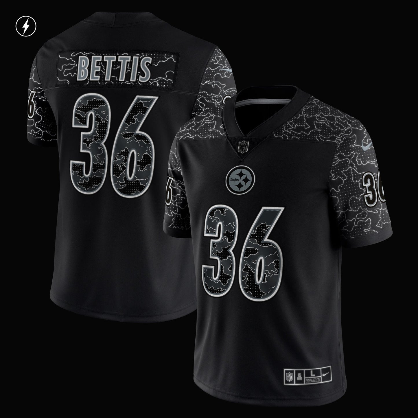 Jerome Bettis Pittsburgh Steelers Retired RFLCTV Limited Jersey - Black football jersey product view 2