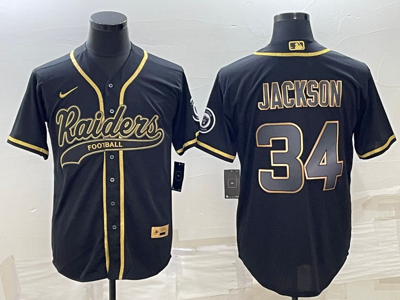 Men's Las Vegas Raiders Bo Jackson Black Game Player Jersey Joint Edition football jersey product view 1