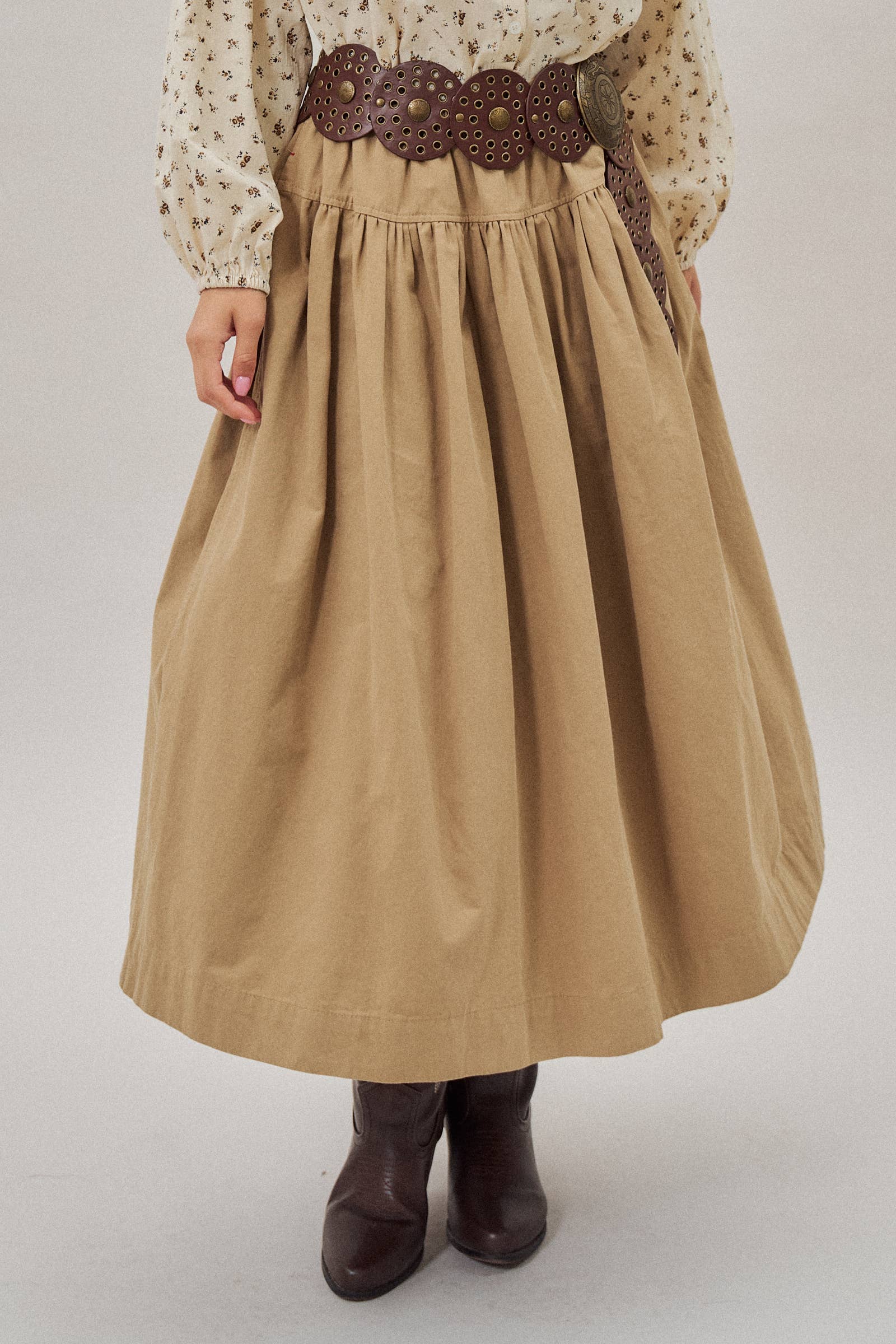Gathered Cotton Twill Drawstring Midi Skirt Unisex T-shirt, Sweatshirt, Hoodie, Long Sleeve Tee - T-Shirt, Sweatshirt, Hoodie
