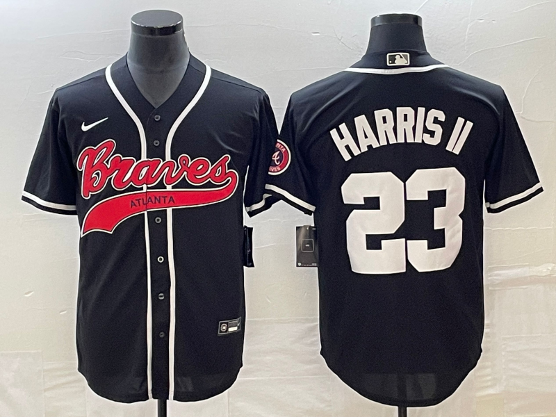 Men's Atlanta Braves Michael Harris II Black Replica Player Jersey Joint Edition baseball jersey product view 1