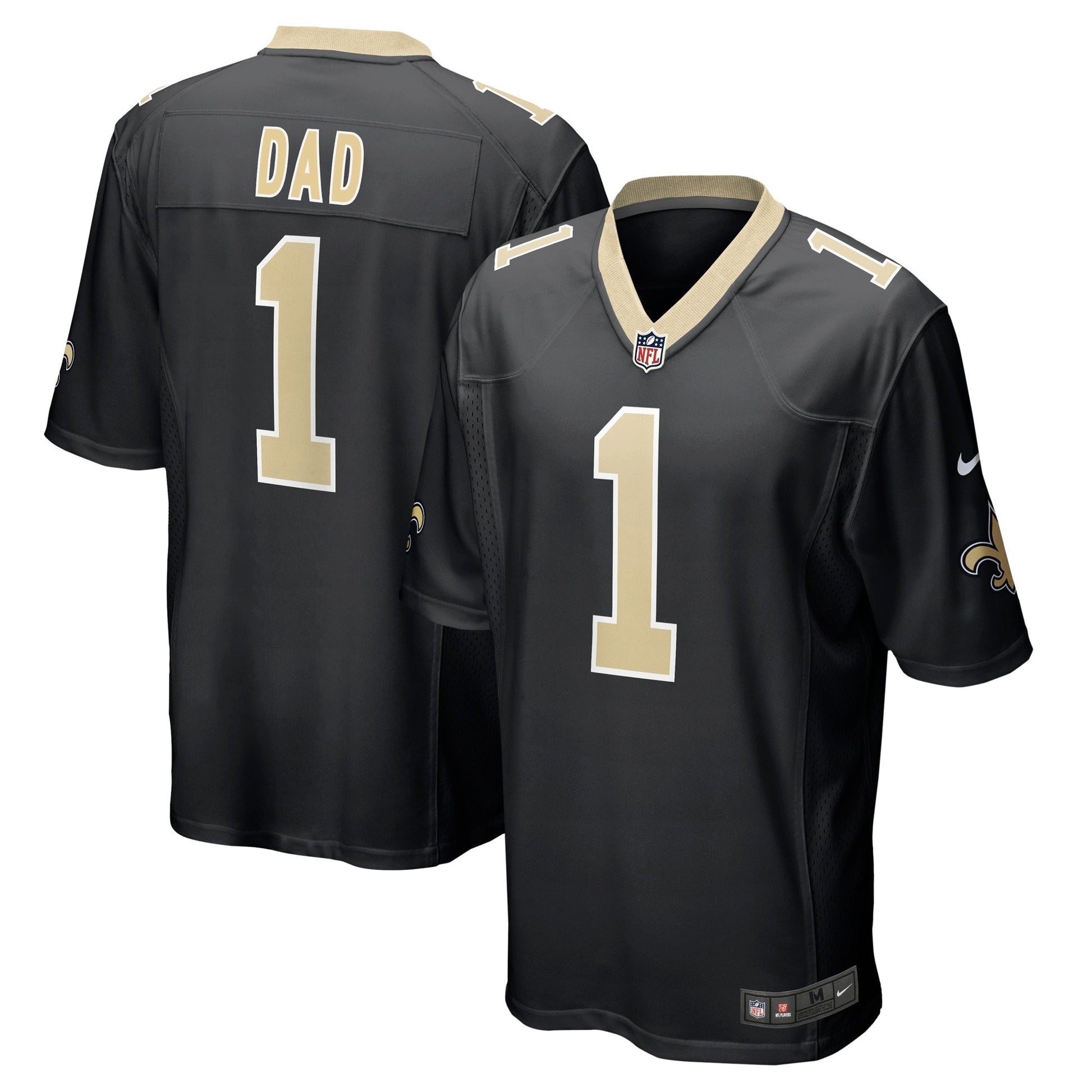 Number 1 Dad New Orleans Saints Game Jersey - Black football jersey product view 1