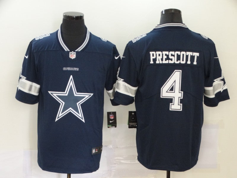 Men's Dallas Cowboys Dak Prescott #4 Navy Player Game Jersey1 football jersey product view 1