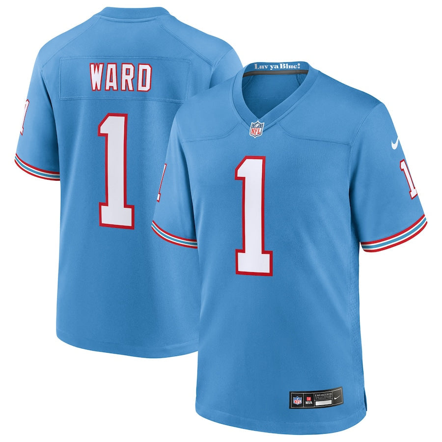 Tennessee Titans Cameron Ward Light Blue 2025 NFL Draft First Round Pick 2nd Alternate Game Jersey football jersey product view 1